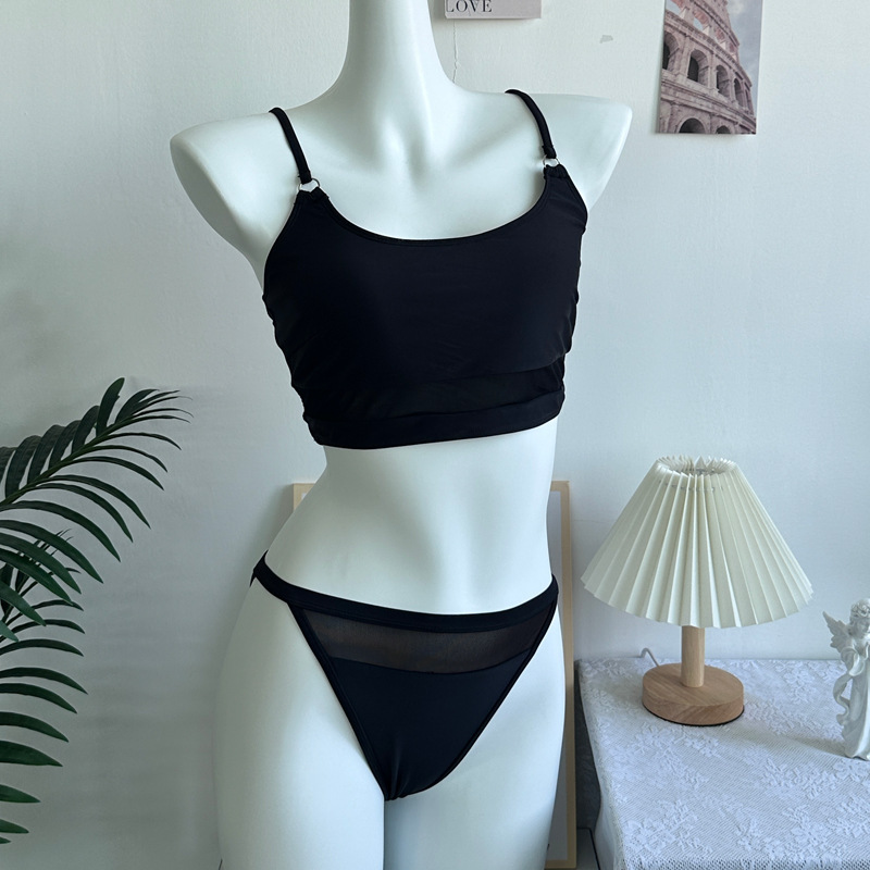 2025 New Foreign Trade Swimsuit Mesh Splicing Hollow Sexy Bikini Set Cross-Border Hot Swimsuit Wholesale
