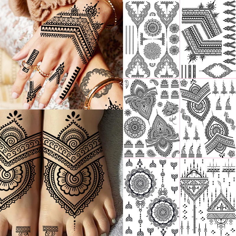 Cross-Border New Product Henna Art Tattoo Stickers for Arms and Neck Temporary Tattoo Stickers European and American Amazon Tattoo Cross-Border New Product Henna Art Tattoo Stickers for Arms and Neck Temporary Tattoo Stickers European and American Amazon Tattoo
