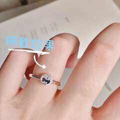 Doraemon Ring for Women Fat Hand Trendy Ins Minority High-End 925 Silver Doraemon Cat Ring Christmas Gift