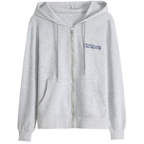 429 Spring and Autumn loose Korean style zipper cardigan simple fashionable and versatile hooded sweatshirt jacket women's loose and fashionable