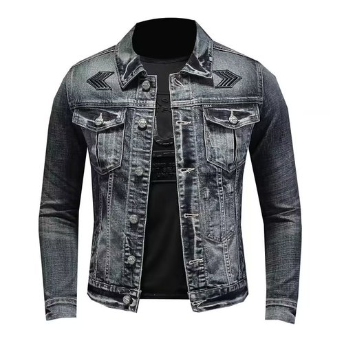 Men's Spring and Autumn American Retro Distressed Trendy Slim Fit Motorcyclist Jacket Workwear Casual Top