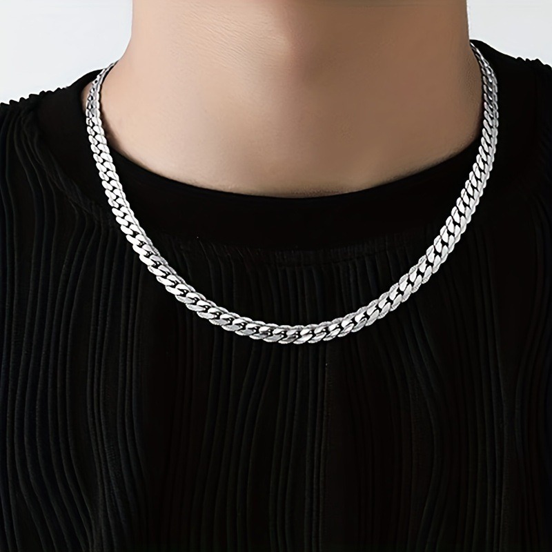 Vintage Cuban Link Necklace For Men In Titanium Steel Embossed_voghion.com