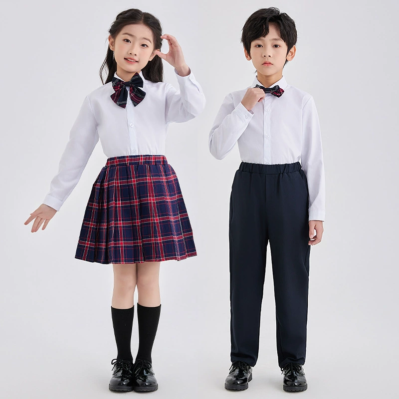Летняя школьная форма, рубашка с короткими рукавами, темно-синие брюки, клетчатая юбка, выпускной фото костюм на День защиты детей, прямая доставка от производителя