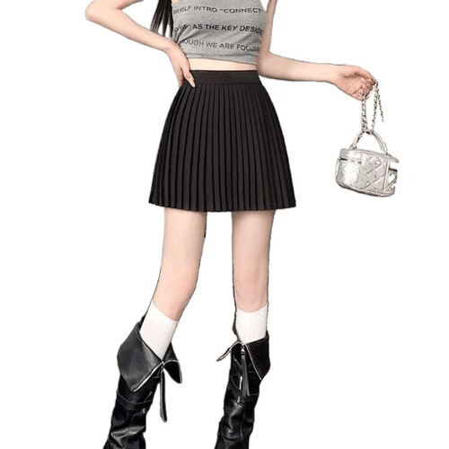 White Pleated A-Line Skirt Short Summer 2025 High-Waisted Slimming Skirt for Small Women