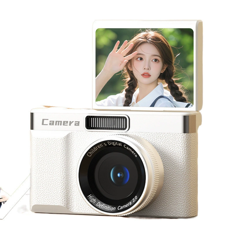 Foldable digital camera, flip‑screen selfie camera, handheld for students, 64 MP, memory 32–512 GB