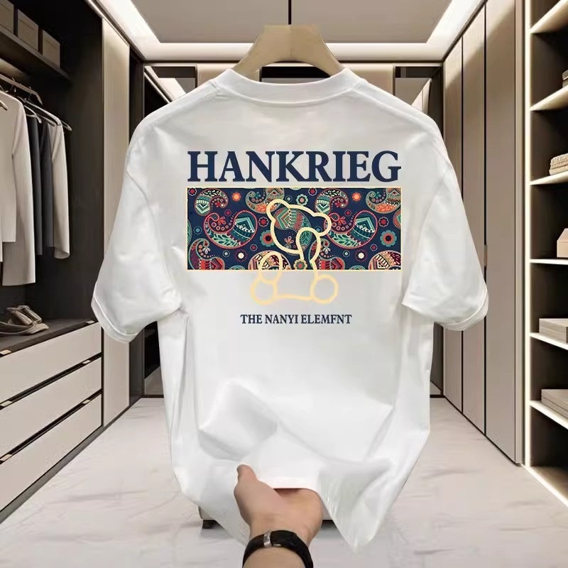 T-shirt da uomo oversized in cotone con grafica orso streetwear_voghion.com