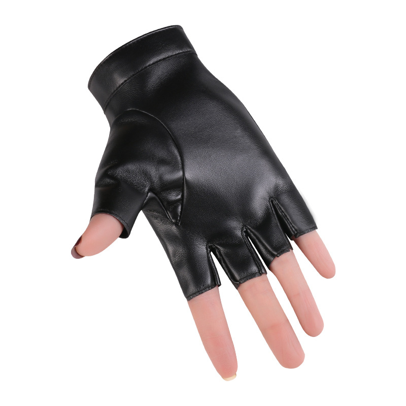 Danza de las mujeres guantes medio dedo rendimiento corto cyberpunk remache pole dance dedo abierto Hip Hop discoteca guantes de cuero