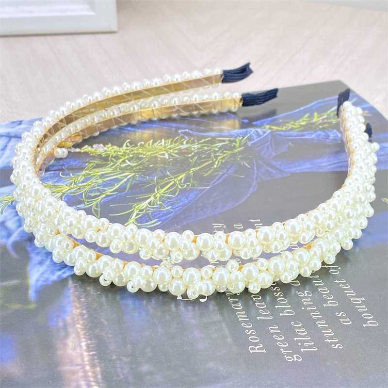 Retro chica perla diadema simple todo partido diadema Mori horquilla pelo presionando accesorios para el cabello mujer Corea del Sur Internet celebridad headwear