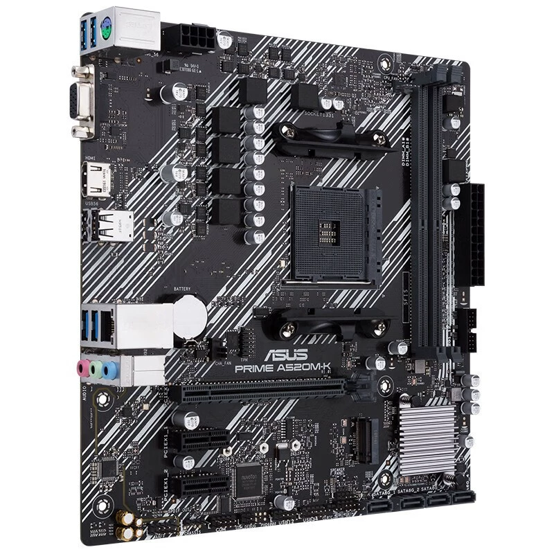 Материнская плата (ASUS A520M-K) — совместима с Ryzen 5600 / 5600G, Micro-ATX, OEM