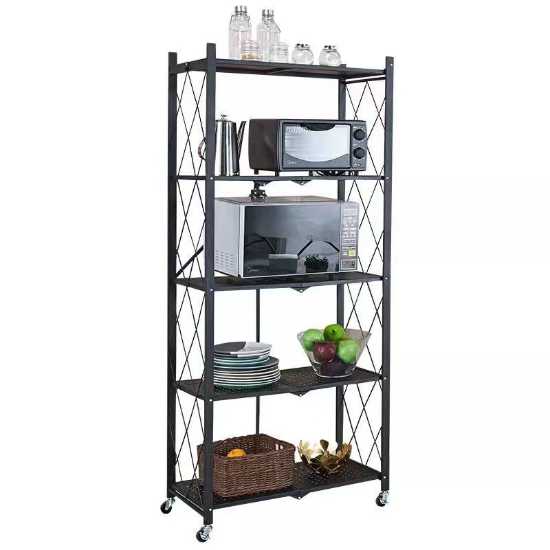 Kitchen Mobile Storage Rack Folding Storage Rack Household Installation-Free Living Room Bedroom Bathroom Floor Storage Rack