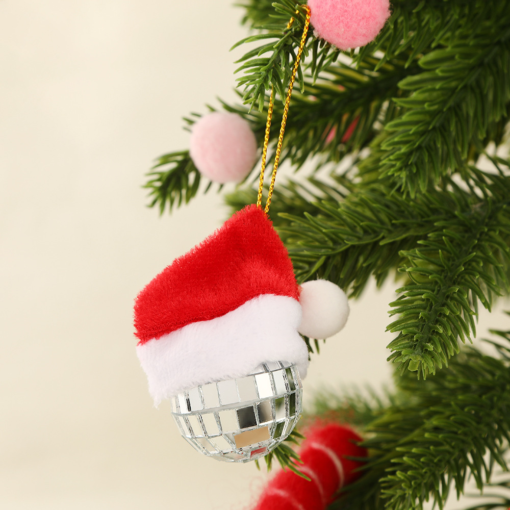 Nuevos productos transfronterizos sombreros de Navidad discoteca colgantes de bolas de cumpleaños para el hogar colgantes de joyas de decoración de árbol de Navidad bolas de espejo