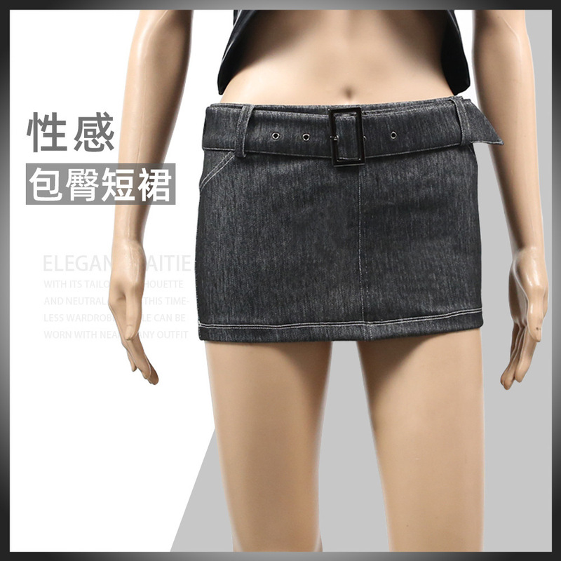 Charming New Sexy Women's Denim Anti-Exposure Belt Shorts Q06 Mini Hip-Hugging Half Skirt High Waist