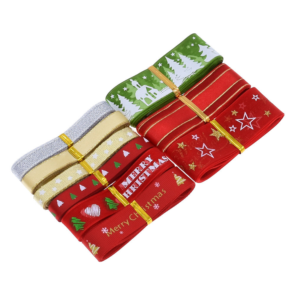 Hot sale Amazon Navidad cinta set polvo estampado Inglés madre impresión árbol de Navidad cinta de nieve roja