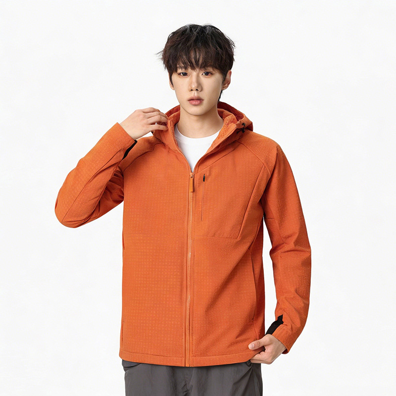 Wholesale foreign trade spring and autumn outdoor windbreaker for men, breathable mesh hooded jacket for young women and couples, lightweight casual jacket