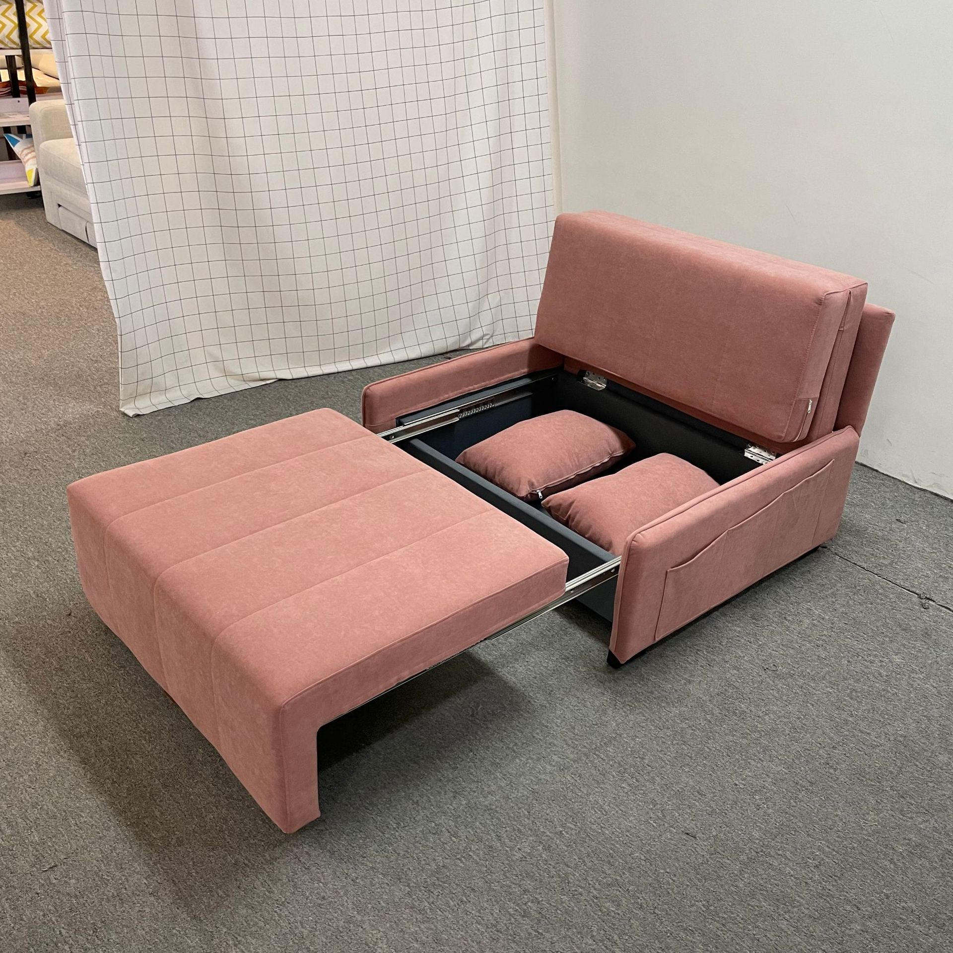Sofá cama multifuncional de pequeña casa sin lavado tecnología de tela de ternura sin reposabrazos sala de estar soy un sofá de doble propósito push-and - pull