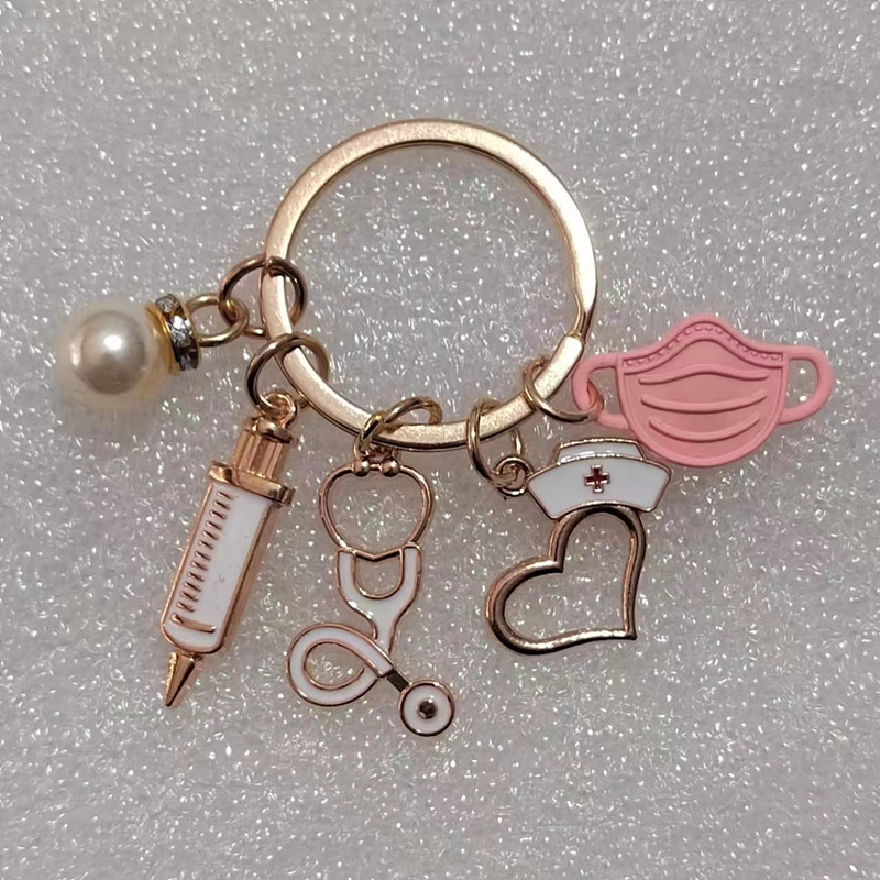 Llavero médico nuevo transfronterizo enfermera doctor jeringa estetoscopio personal