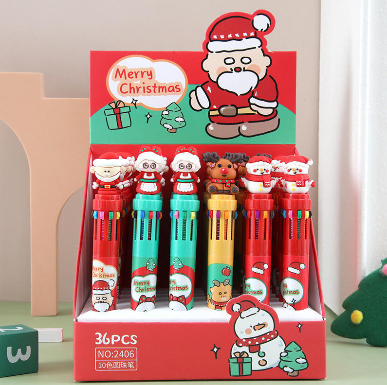 Papelería de Navidad debe ser un bolígrafo de goma de dibujos animados de alto valor creativo para regalos de Santa Claus
