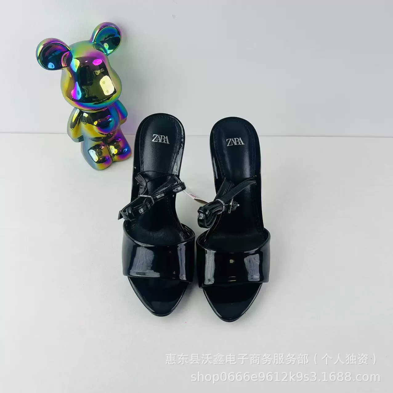 Woxin ZA новые весенние женские туфли черный лакированный металлический с открытыми пальцами на каблуках, украшенные сексуальными модными сандалиями