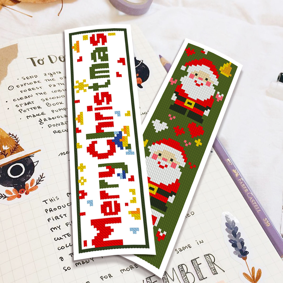 Marcapáginas Navideño de Edición Limitada, Bordado a Mano de Alta Gama, Regalo Práctico, Edición en Inglés, Cultural y Creativo