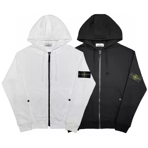 Cross-Border Stone Isla Stone Island Purchasing European and American High Street Terry Hooded Sweatshirts Trendy Pure Color Badges for Men and Women