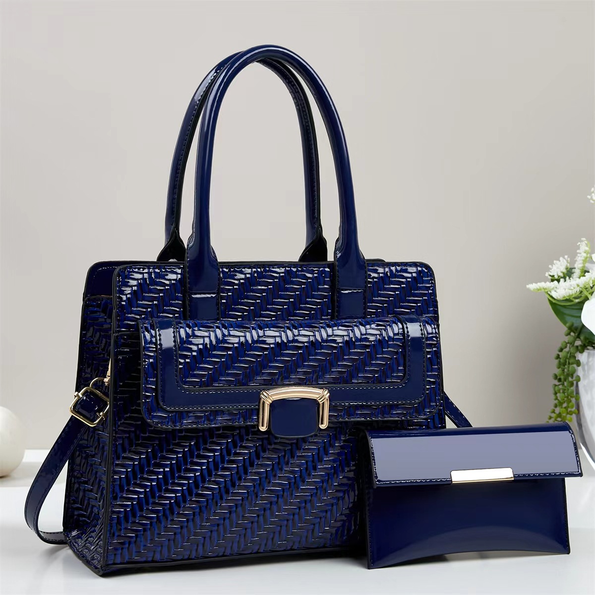 Dos piezas de paquete de diseño de rayas bolsos de mano de gran capacidad bolsos de hombro de transporte de ocio bolsos de mochilas transfronterizos