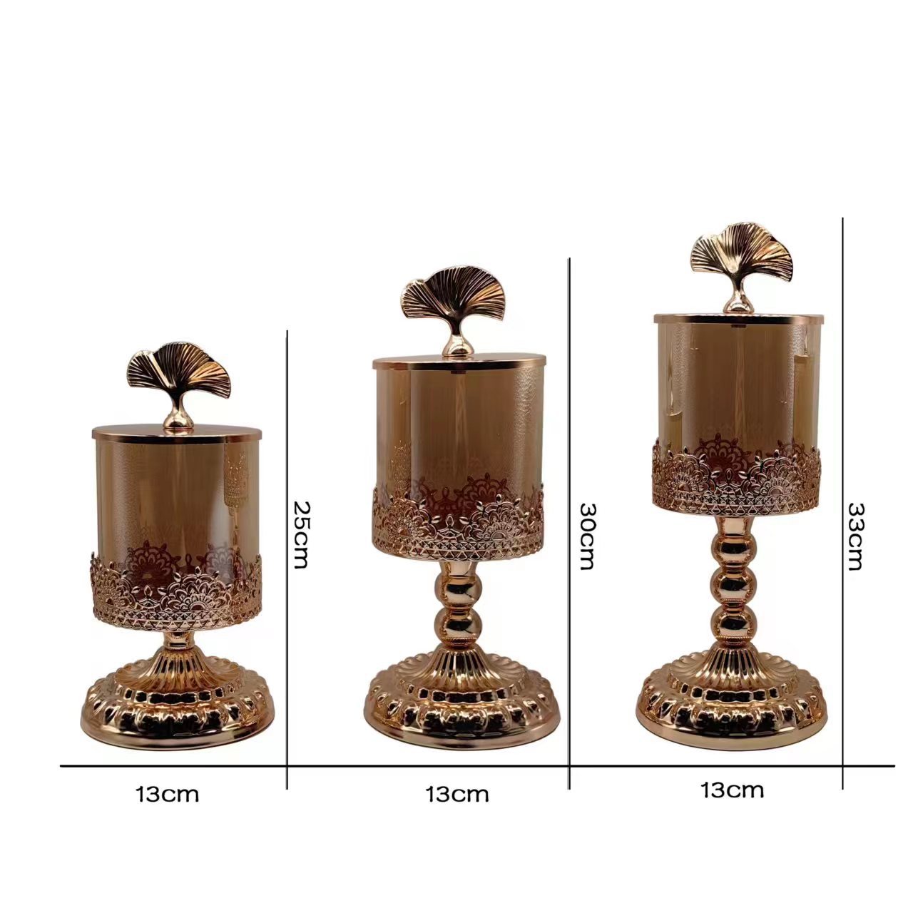 Candelabro Decorativo de Vidrio Set de 3 Piezas para Mesa de Comedor