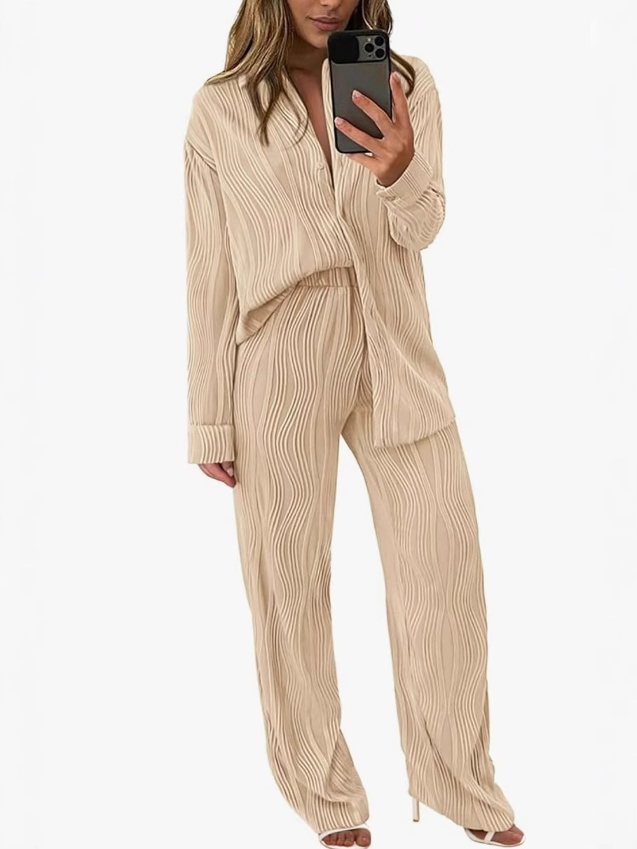 Conjunto de Ropa de Casa Holgado para Mujer de Poliéster para Otoño