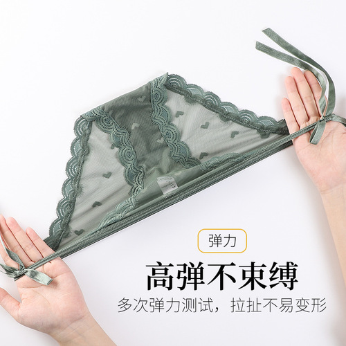 Sexy strappy low-waist lace thong hollow translucent hot sexy underwear women's cotton crotch briefs