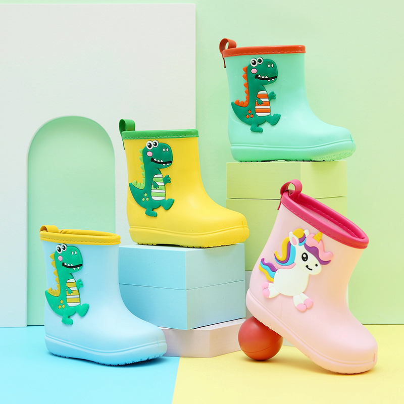 Eva Kidsren's Rain Boots Baby Rain Boots Cute Male Cartoon Water Boots Girls Kidsren Toddlers Primary School Students Thickeneded Water Shoes
