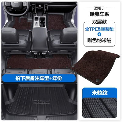 Plus, Xiaolong Max, F5, F7X, Modelə uyğun ayaqaltı - please-leave-a-message-or-note-the-model-year-when-placing-an-order-rice-grain-pattern-tpe-door-sill-mat-coffee-color-nano-velvet-tpe-trunk-mat