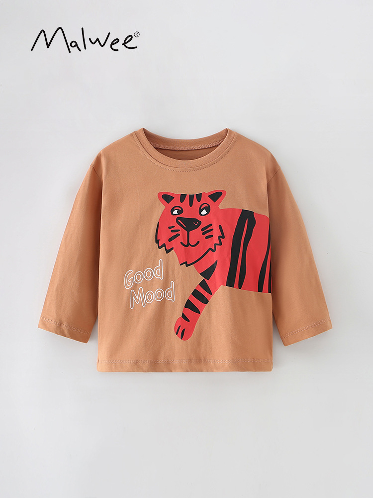 En stock malwee camiseta de los muchachos otoño nueva camisa de cuello redondo de los niños europeos y americanos de fondo ocasional superior de los niños