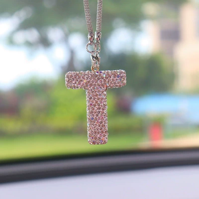 Car hanging, Interior Pendant High-End Letter Car - t-letter-car-pendant-ab-color-transparent-diamond