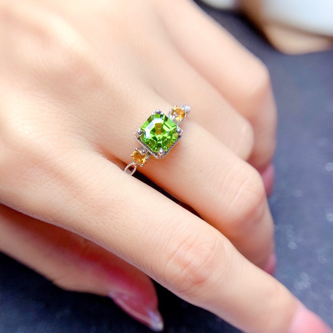 Sweet Square Copper Plating Zircon Open Ring 1 Piece