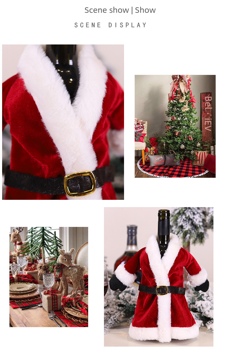 Weihnachten Rotwein Abdeckung Weihnachten Kleid Weinflasche Abdeckung Weihnachten Rock Weinflasche Dekoration kreative Rotwein Tasche Großhandel_voghion.com