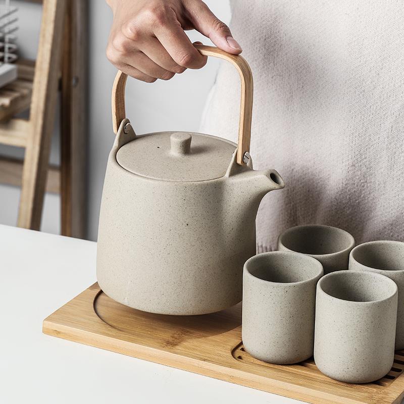 Japanese tea pot set ceramic household heat-resistant tea ware living room guesthouse commercial hospitality cold water pot cup set 