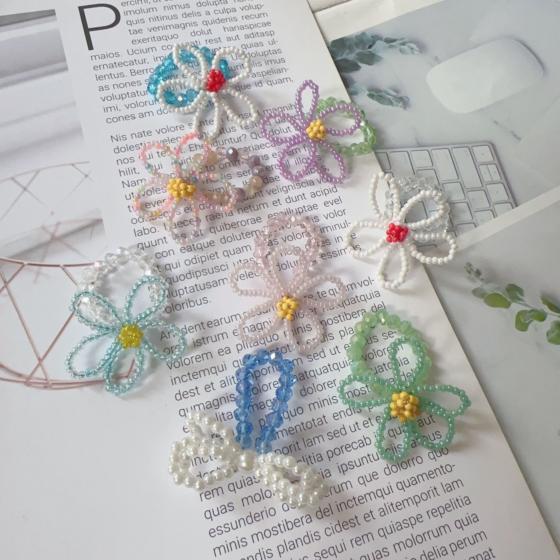 Small design cute ring, flowered, on index finger