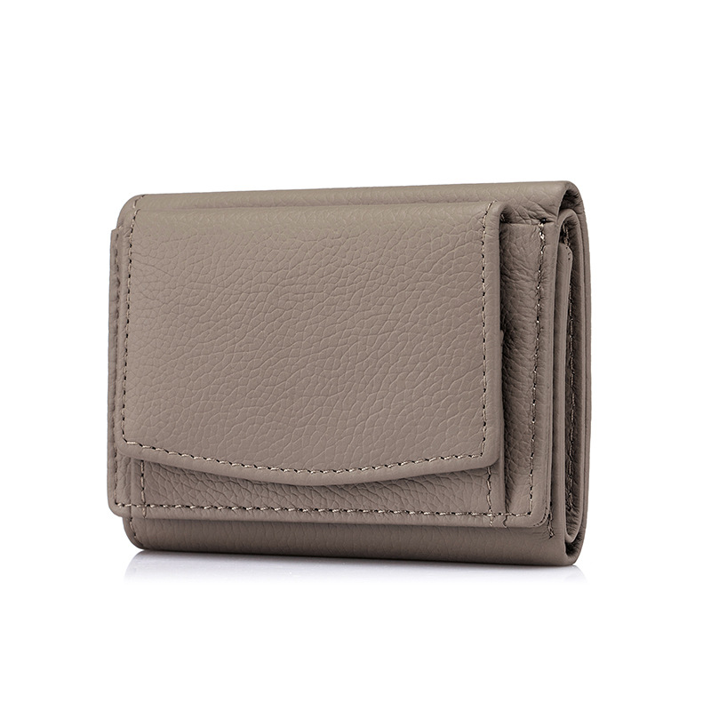 小さな財布本革女性RFIDカードバッグ日本式の財布の3割引の短い財布の薄いミニ小銭包装の小銭