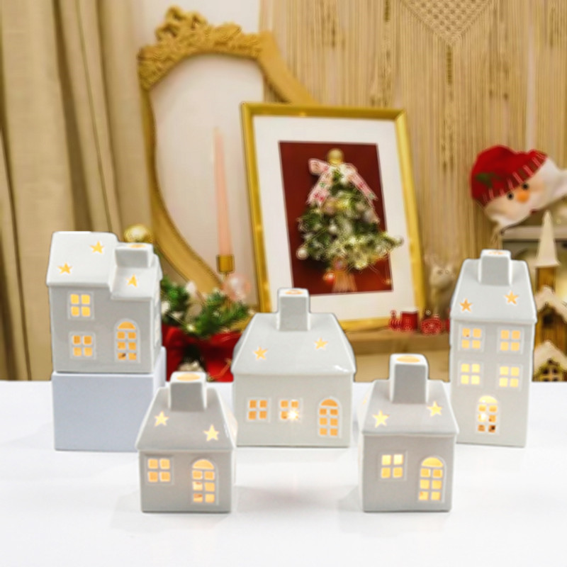 Navidad creativa pequeña casa decoración hueco luz de la noche decoración Comercio exterior europeo exportación artesanía fábrica ventas directas