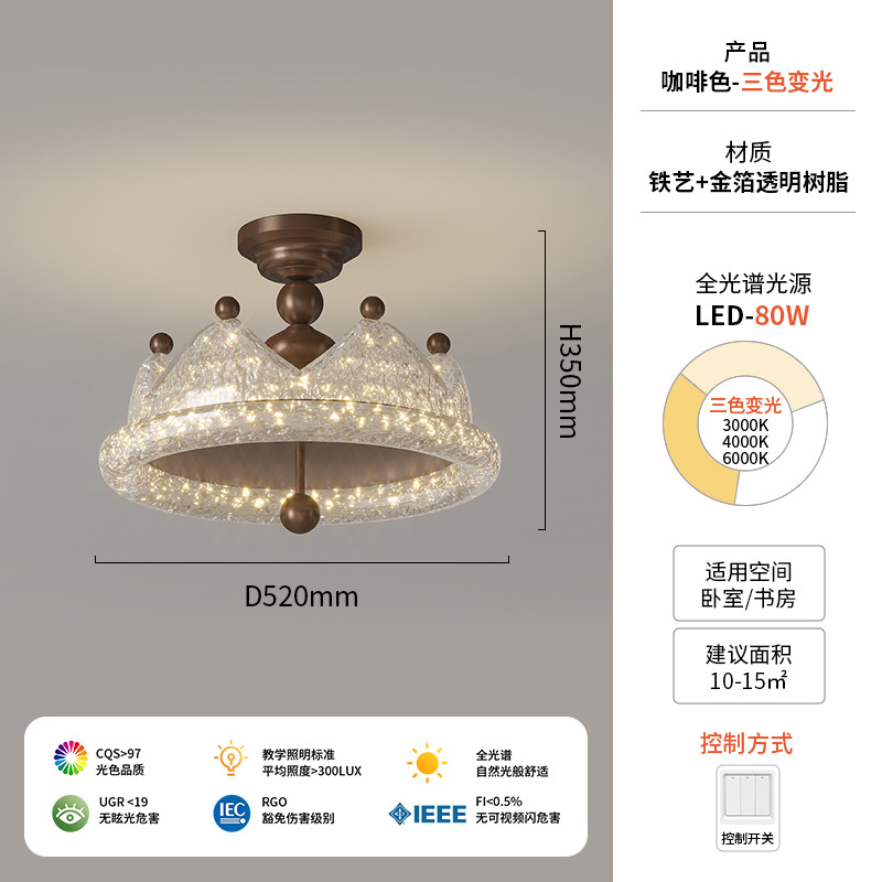 lámpara de dormitorio de oro de corona medieval lámpara de techo francesa retro lámpara de dormitorio principal lámpara de estudio vintage lámpara de princesa lámpara de habitación