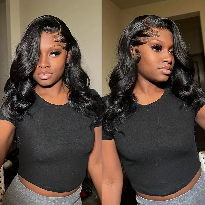 Fashion Wavy Medium Length Curly Synthetic Wig Front Lace Trim European American Style Average Size Cap Body Wave Daily Use_voghion.com