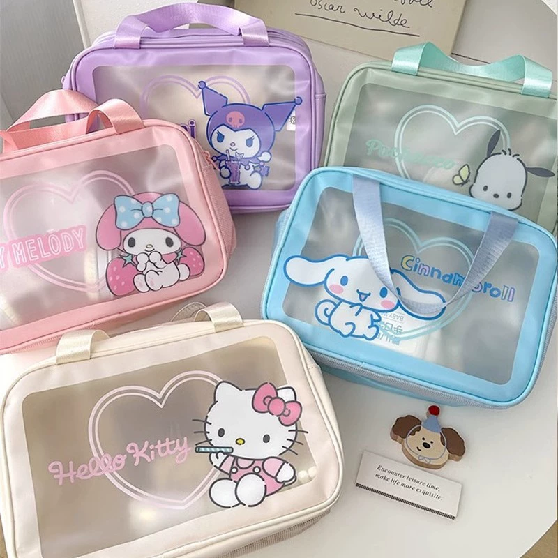 Косметичка Hello Kitty, водонепроницаемый ручной несессер с разделением влажного/сухого, 21,5×30,5×16 см