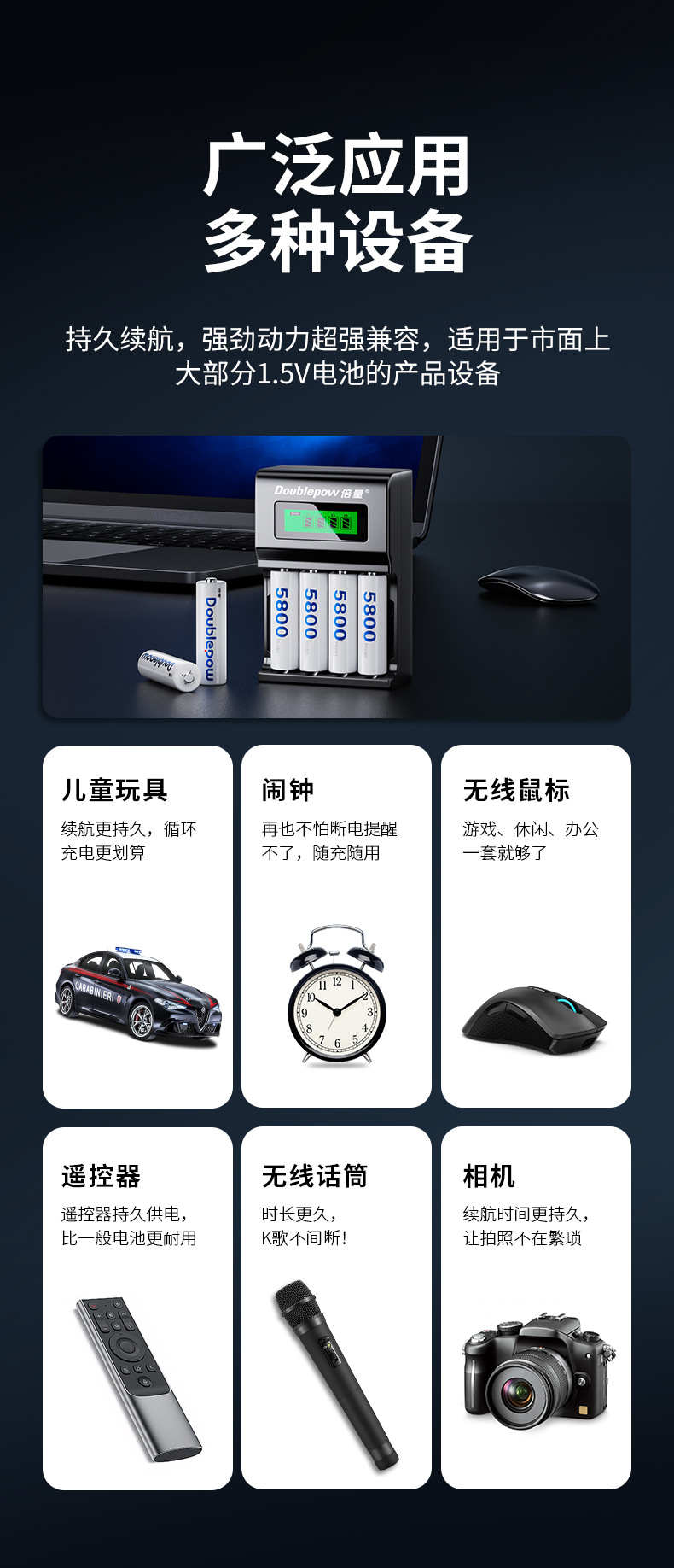 Double No. 5 Rechargeable Battery Large Capacity 1.2V Nickel Metal Hydride Aa 3300Mah No. 5 Toy Car Ktv Microphone Dedicated