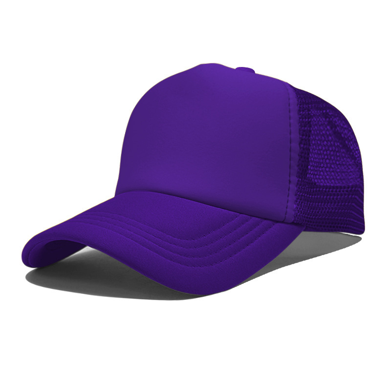 Gorra de malla de esponja con logo personalizado, gorra de béisbol de color sólido, comercio exterior transfronterizo, protección solar, gorra publicitaria con impresión personalizada, venta al por mayor.