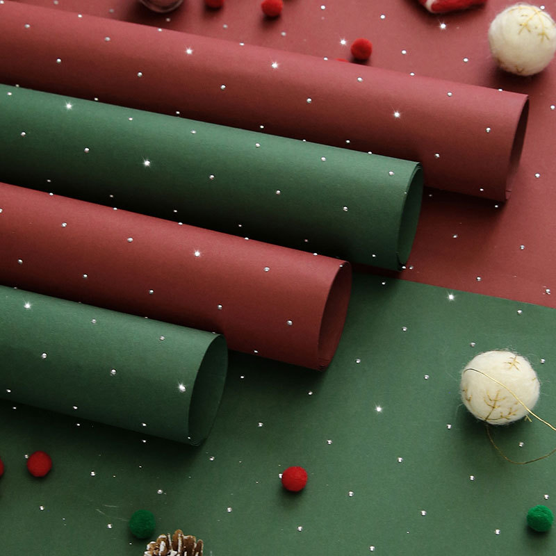 Huaxi Navidad papel de embalaje fantasma serie con diamante de papel de brillo de alto grado florista regalo florista embalaje de flores