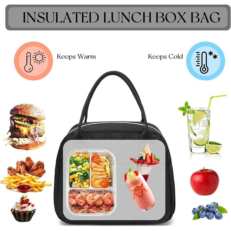 Nueva caja de almuerzo de mujer bolsa de almuerzo aislante de calor bolsa de refrigeración bolsa de almuerzo portátil a prueba de fugas quilting