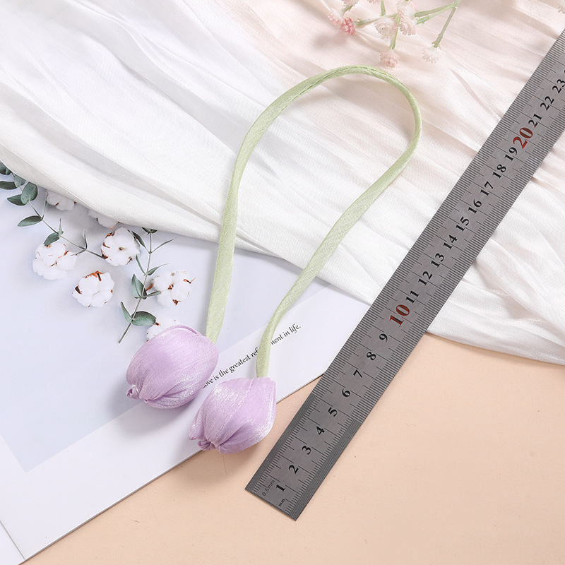 새로운 튤립 꽃 긴 리본 diy 쥬얼리 액세서리 다목적 머리 장식 헤어 액세서리 커튼 가방 액세서리