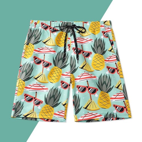 Beach Shorts Men's Hot Spring Swimwear Quick-Dry Loose Fit Plus Size Men's Five-Finger Short Swim Trunks Beach Vacation