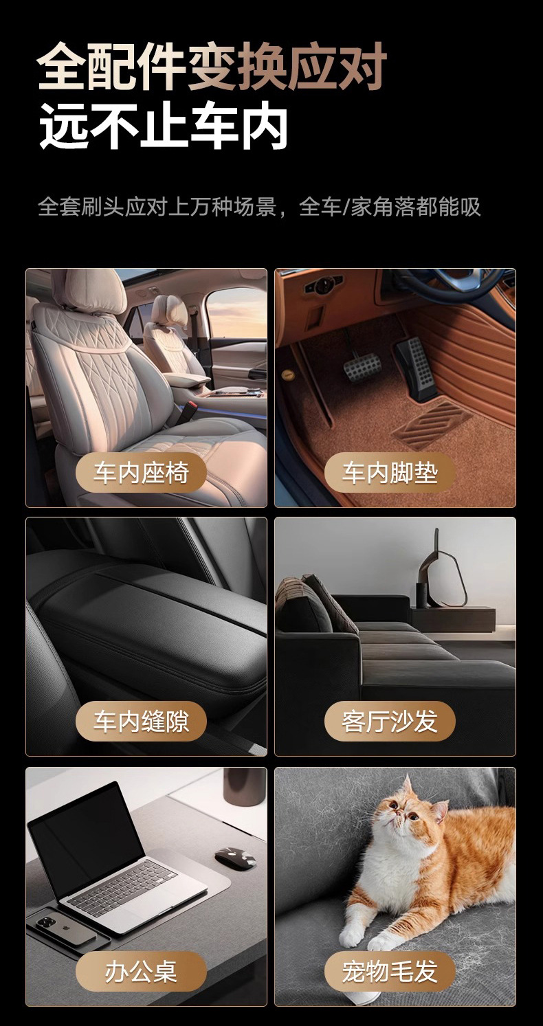 Car Vacuum Cleaner with High Suction Power, Super Dust Removal and Mite Removal, Multi-Functional Wireless Portable Car Home Dual-Purpose Low-Noise Dust Cleaning