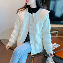 白鸭绒小香风娃娃领羽绒服外套女2023冬季新款韩版设计感显瘦上衣