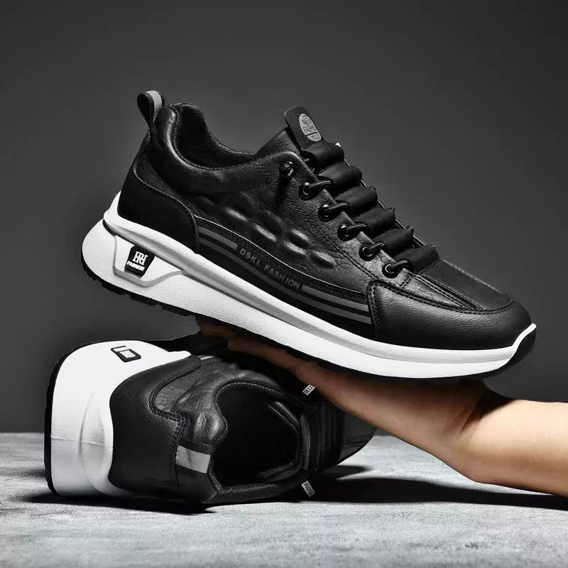 2024 новые осенние и зимние взрывные модные мужские дикие кроссовки повседневные кожаные водонепроницаемые спортивные кроссовки на толстой подошве